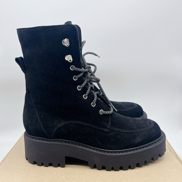 La Canadienne Nila Black Suede Waterproof Platform Lace Combat Ankle Boots US 9 - Picture 7 of 14